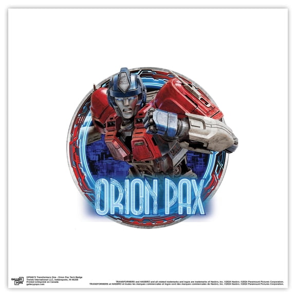 Gallery Pops Transformers One - Orion Pax Tech Badge Wall Art, Unframed Version, 12" x 12"
