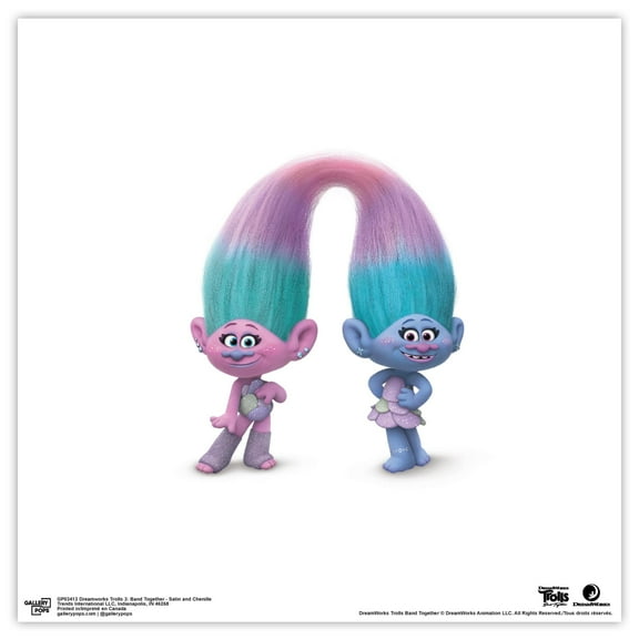 Gallery Pops Trolls Band Together - Satin and Chenille Wall Art, Unframed Version, 12" x 12"