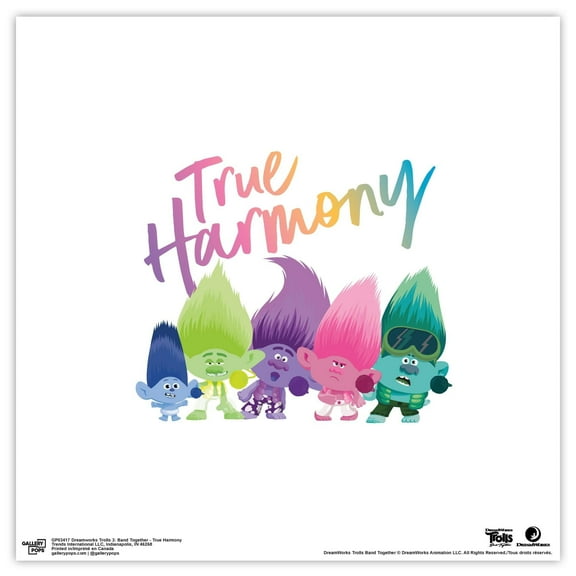 Gallery Pops Trolls Band Together - True Harmony Wall Art, Unframed Version, 12" x 12"