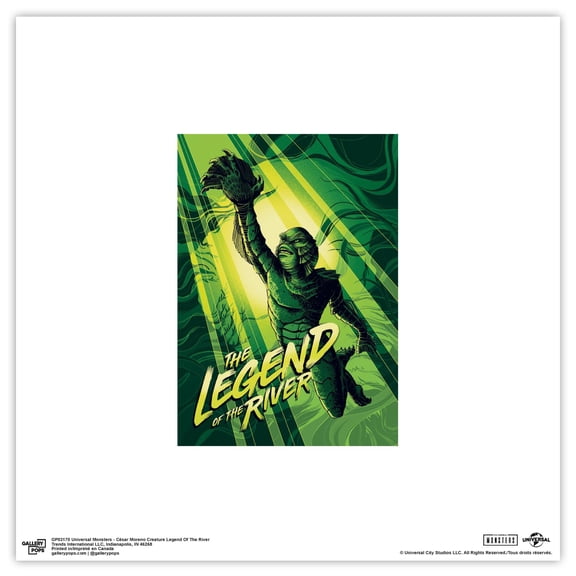 Gallery Pops Universal Monsters - Cesar Moreno Creature Legend Of The River Wall Art, Unframed Version, 12" x 12"
