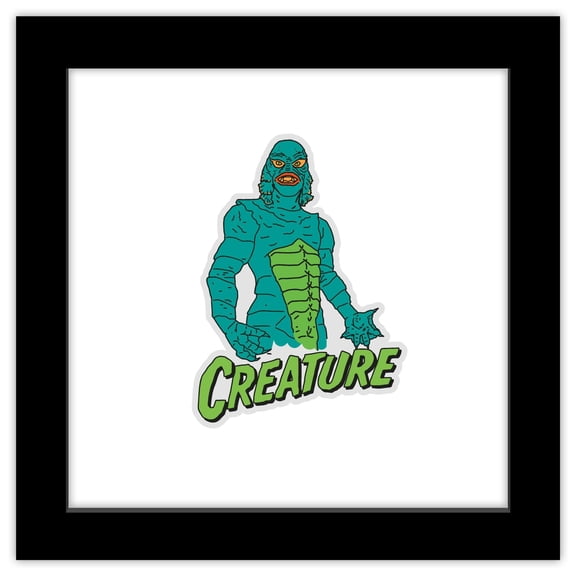 Gallery Pops Universal Monsters - Punk Scribbler Creature Badge Wall Art, Black Framed Version, 12" x 12"