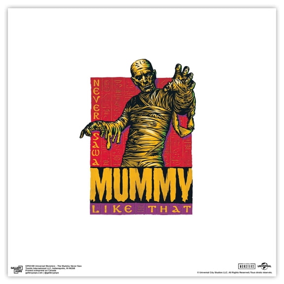 Gallery Pops Universal Monsters - The Mummy Never Saw Wall Art, Unframed Version, 12" x 12"