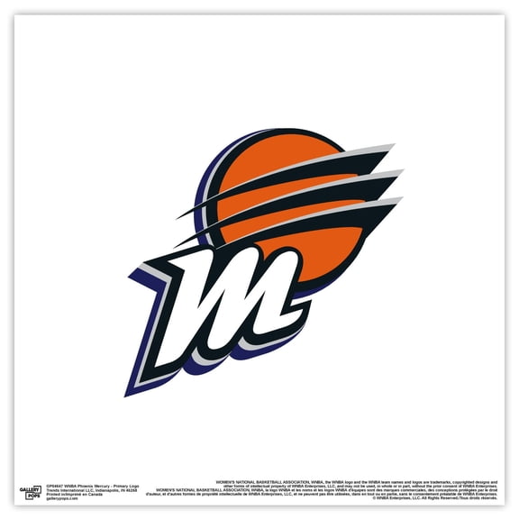 Gallery Pops WNBA Phoenix Mercury - Primary Logo Wall Art, Unframed Version, 12" x 12"