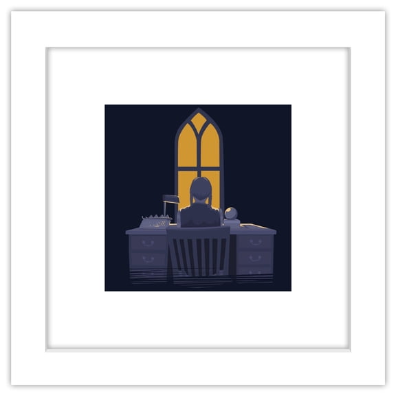 Gallery Pops Wednesday - Wednesday Writing Desk Wall Art, White Framed Version, 12" x 12"