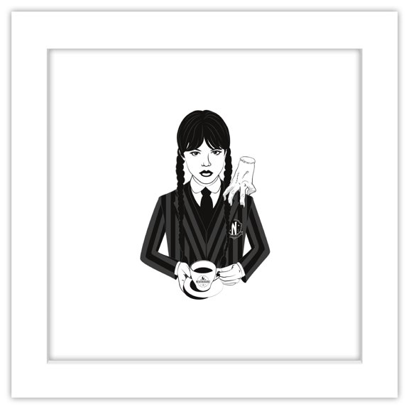 Gallery Pops Wednesday - Wednesday and Thing Wall Art, White Framed Version, 12" x 12"