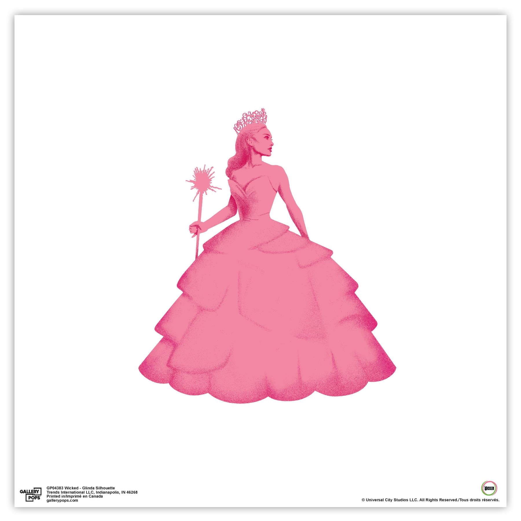 Glinda Silhouette Pink Poster Board Wall Art, 12" x 12"