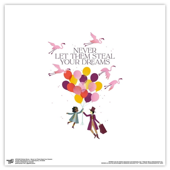 Gallery Pops Wonka Movie - Never Let Them Steal Your Dreams Wall Art, Unframed Version, 12" x 12"