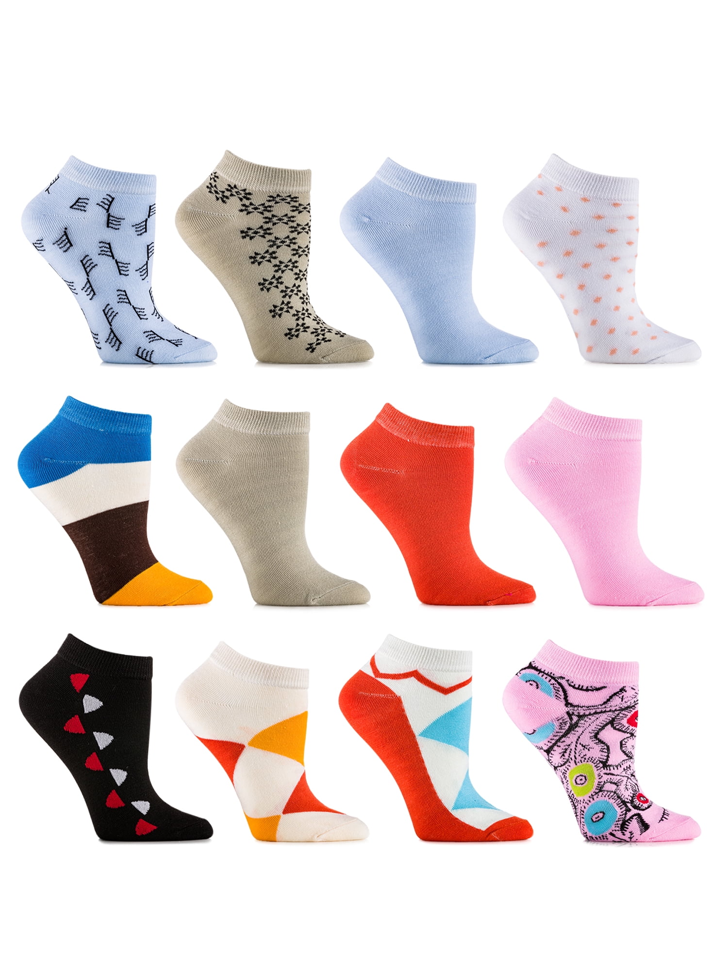 Gallery Seven Female Multicolor Fashion Ankle Socks - 12 Pack