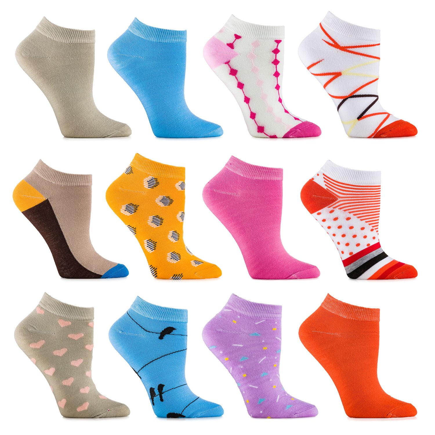 Gallery Seven Female Multicolor Fashion Ankle Socks - 12 Pack