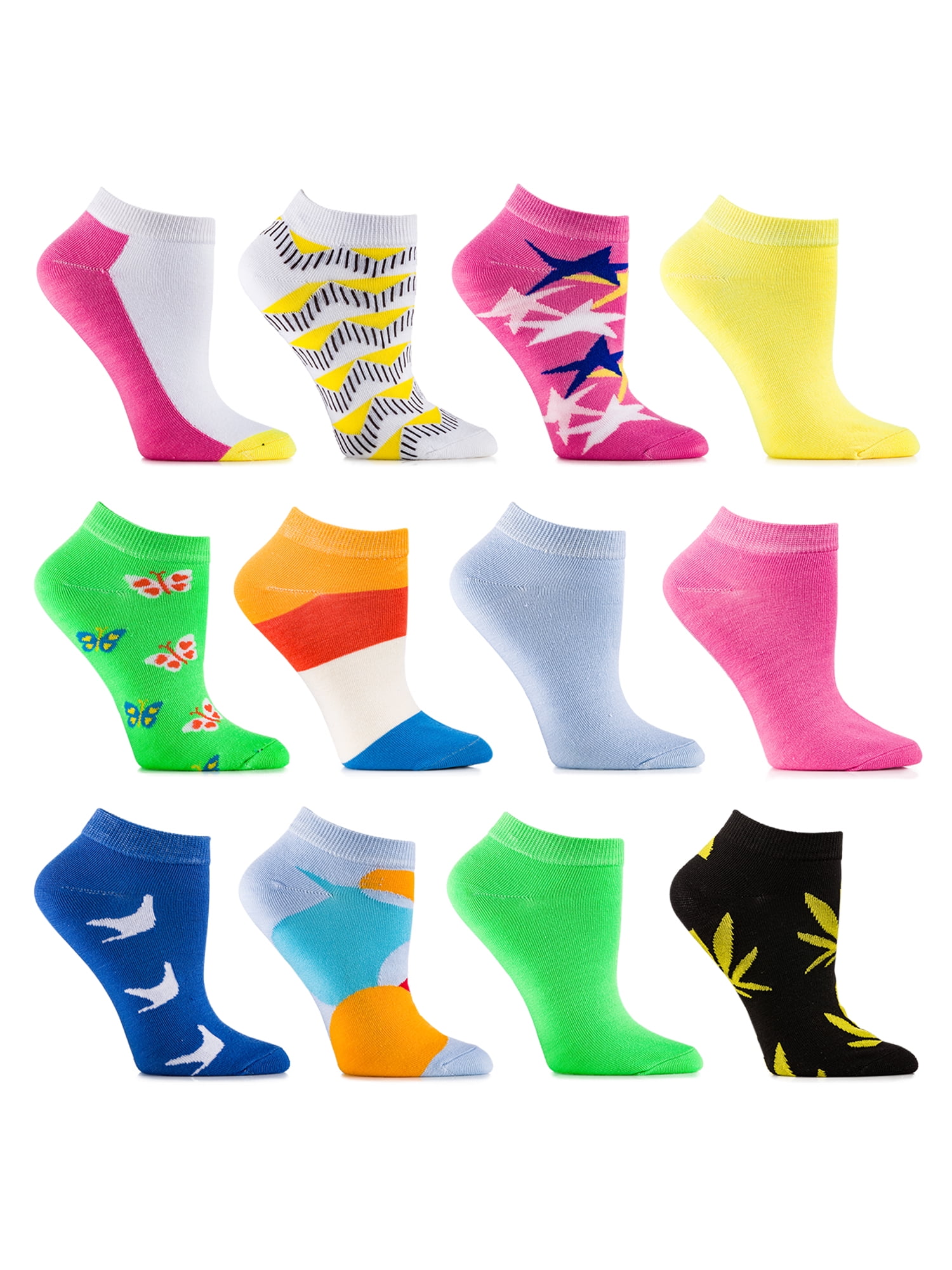 Gallery Seven Female Multicolor Fashion Ankle Socks - 12 Pack