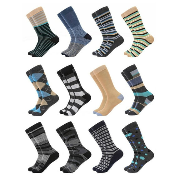 Gallery Seven Men’s Colorful Fun Dress Socks -12 pack