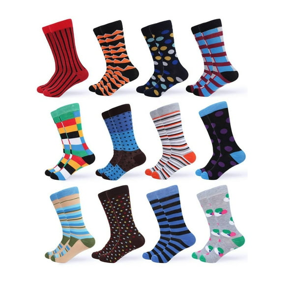 Gallery Seven Men’s Colorful Fun Dress Socks -12 pack