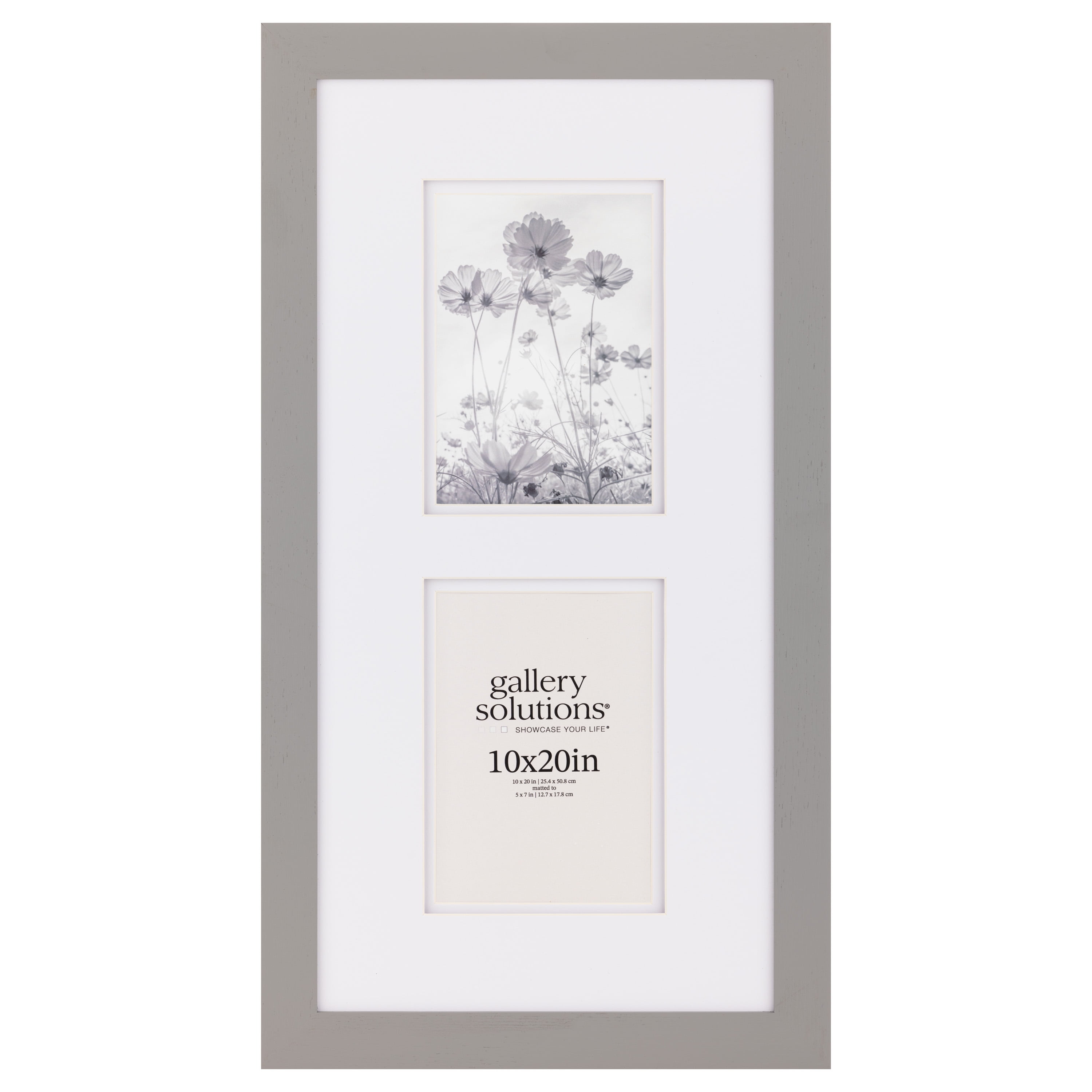 Gray Matte Wood Hanging Picture Frame with Double White Mat