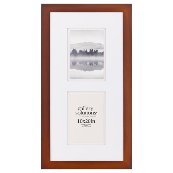 Gallery Solutions - 10"x20" Walnut Rectangular Photo Frame Wall Mount, for 5"x7" Pictures