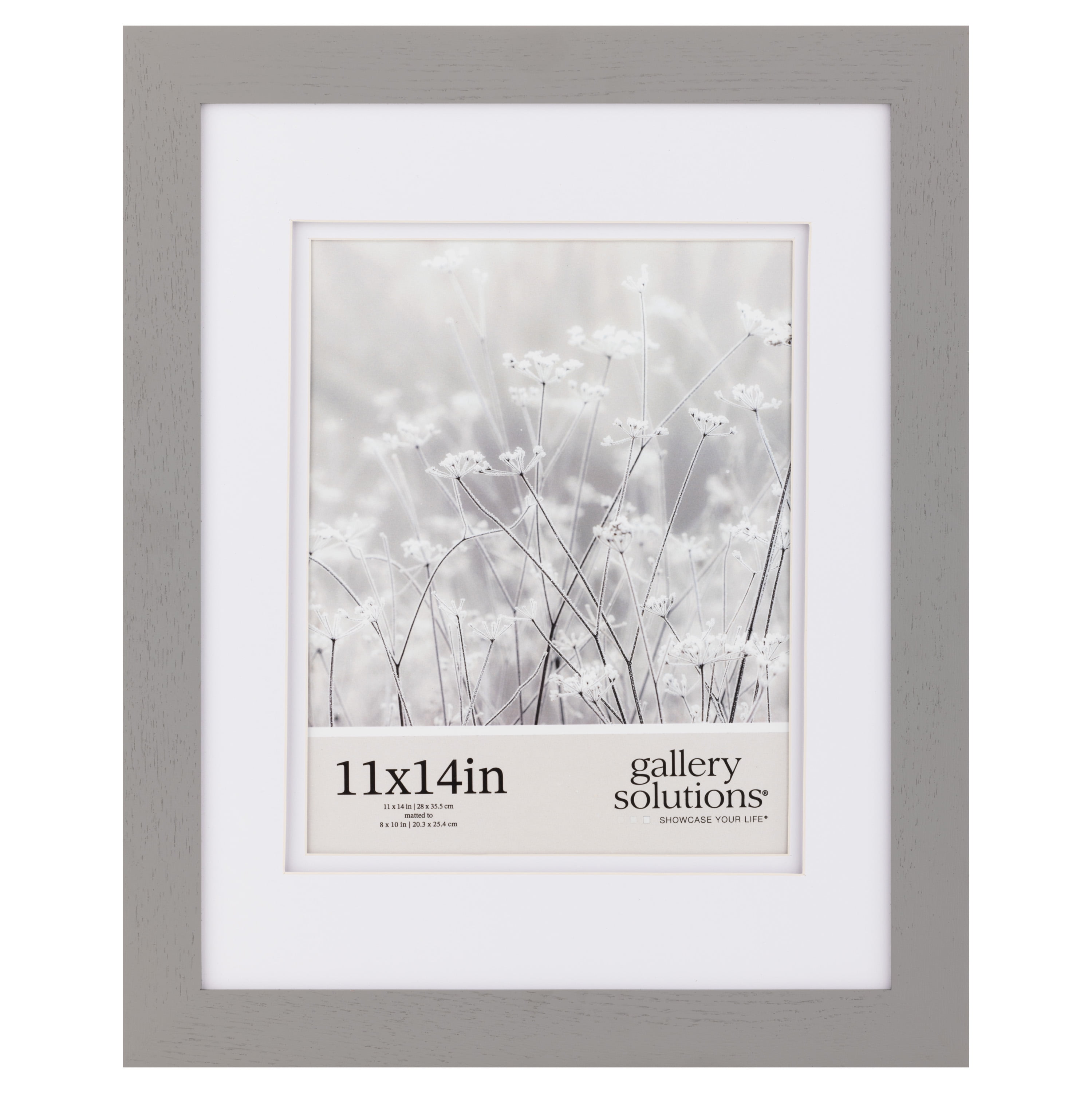 Gray 11x14 Wood Wall Frame with Double White Mat