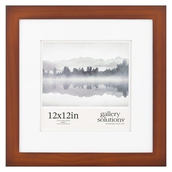 Gallery Solutions 12"x12" Flat Walnut Frame Square, Tabletop/Wall Mount for 8"x8" photos