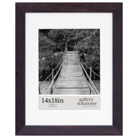 Gallery Solutions 14"x18" Walnut Wall Picture Frame Double White Mat - Matted for 10"x13" Image