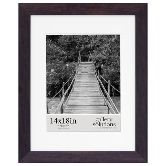 Gallery Solutions 14"x18" Walnut Wall Picture Frame Double White Mat - Matted for 10"x13" Image