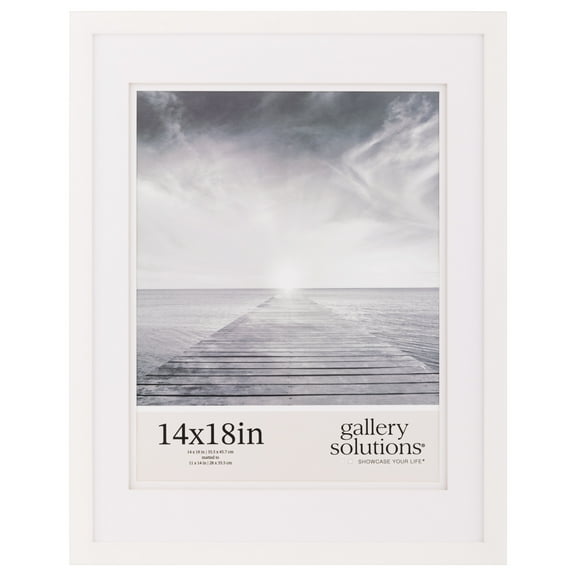 Gallery Solutions 14"x18" White Frame, Double Mat Wall Tabletop Display for 11"x14" Photos