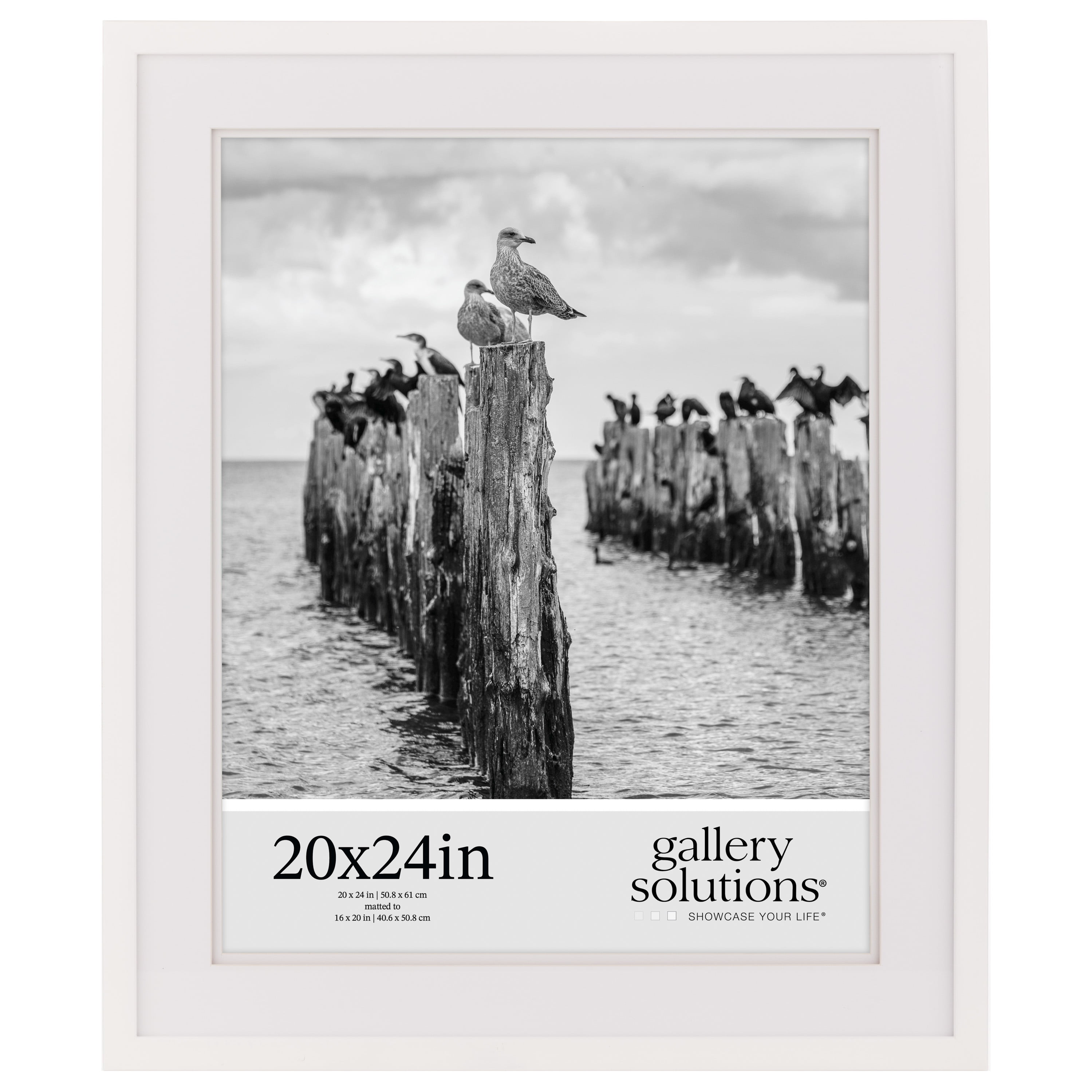 Gallery Solutions 20"x24" White Wood Frame with Double Mat