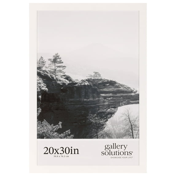 Gallery Solutions 20"x30" White Wood Wall Mount Poster with Hanging Frame - White
