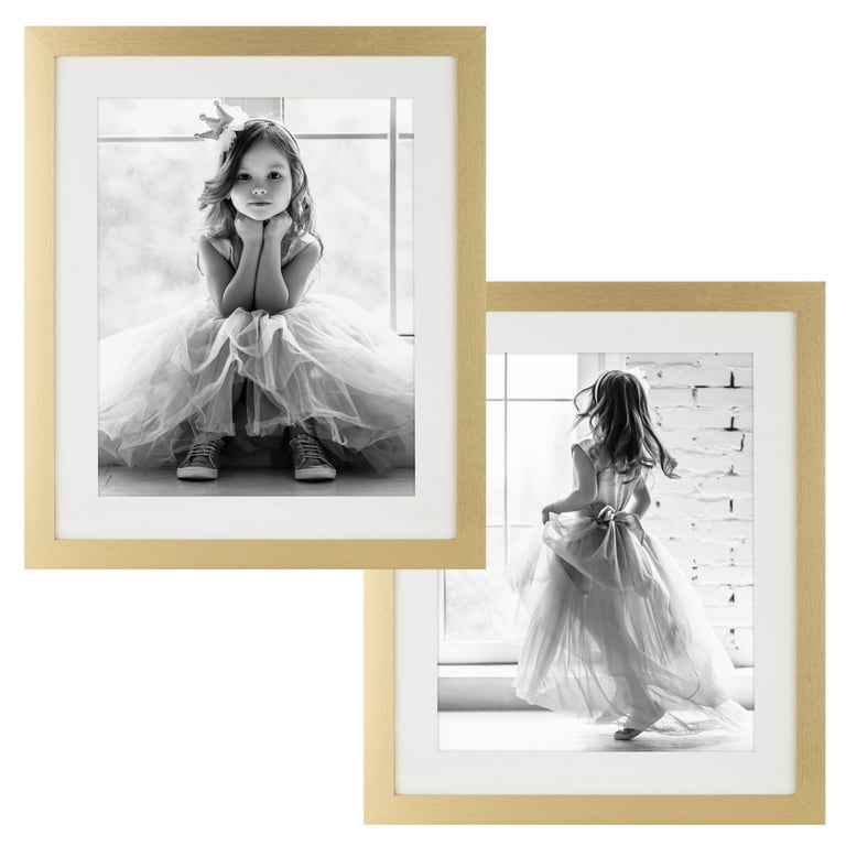 upsimples 16x20 Picture Frame Set of 5, Display Pictures 11x14 with Mat or  16x20 Without Mat, Wall Gallery Poster Frames, Gold