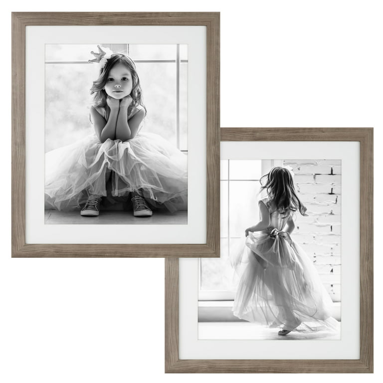 Gallery Solutions 20x24 Matted to 16x20 Wall Mount Gallery Picture Frame  Set, Set of 2, Gray