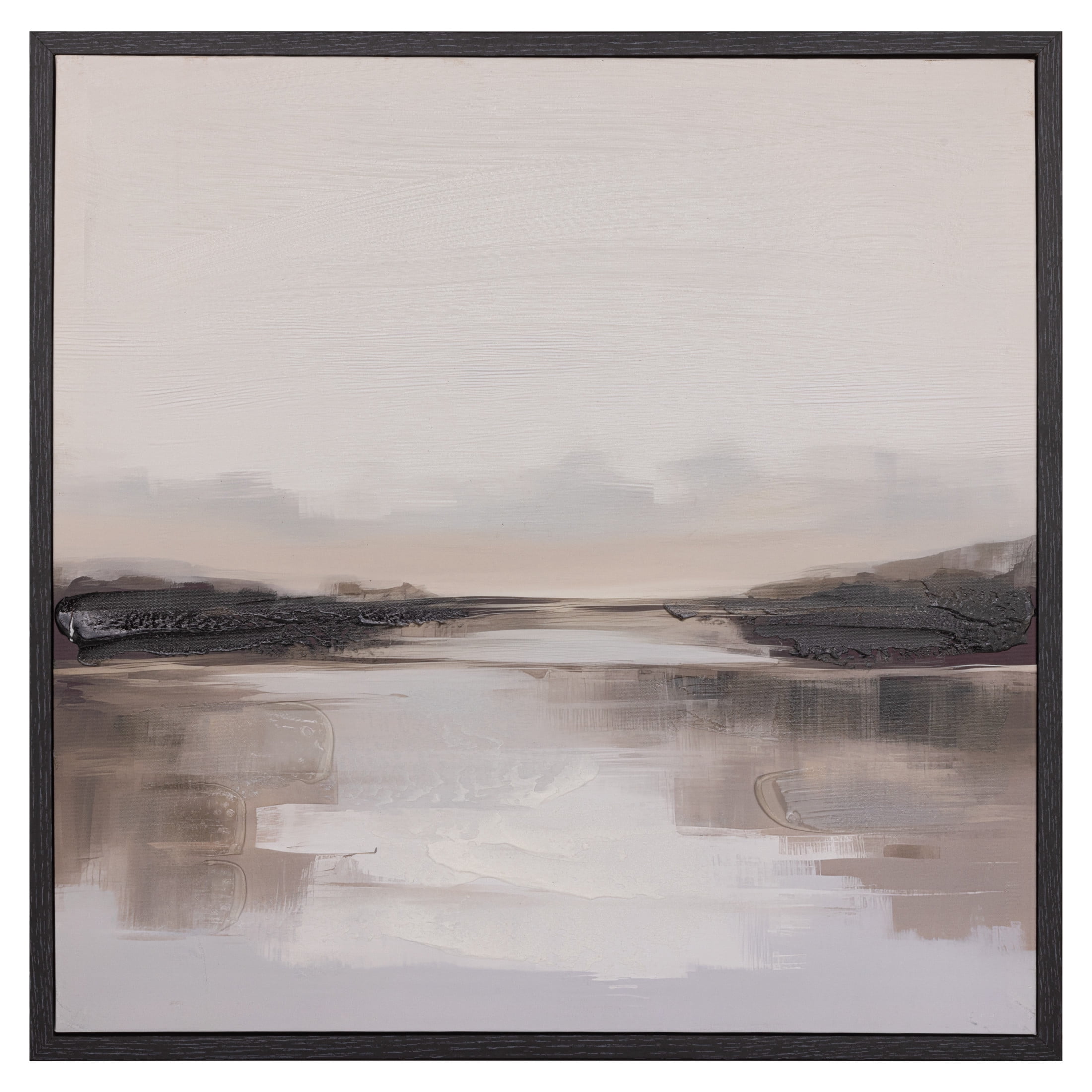 Gallery Solutions 24x24 Framed Abstract Prairie Canvas Art - Hand-Painted Embellishments with Stucco Texture, MDF Frame, and D-Ring Hangers