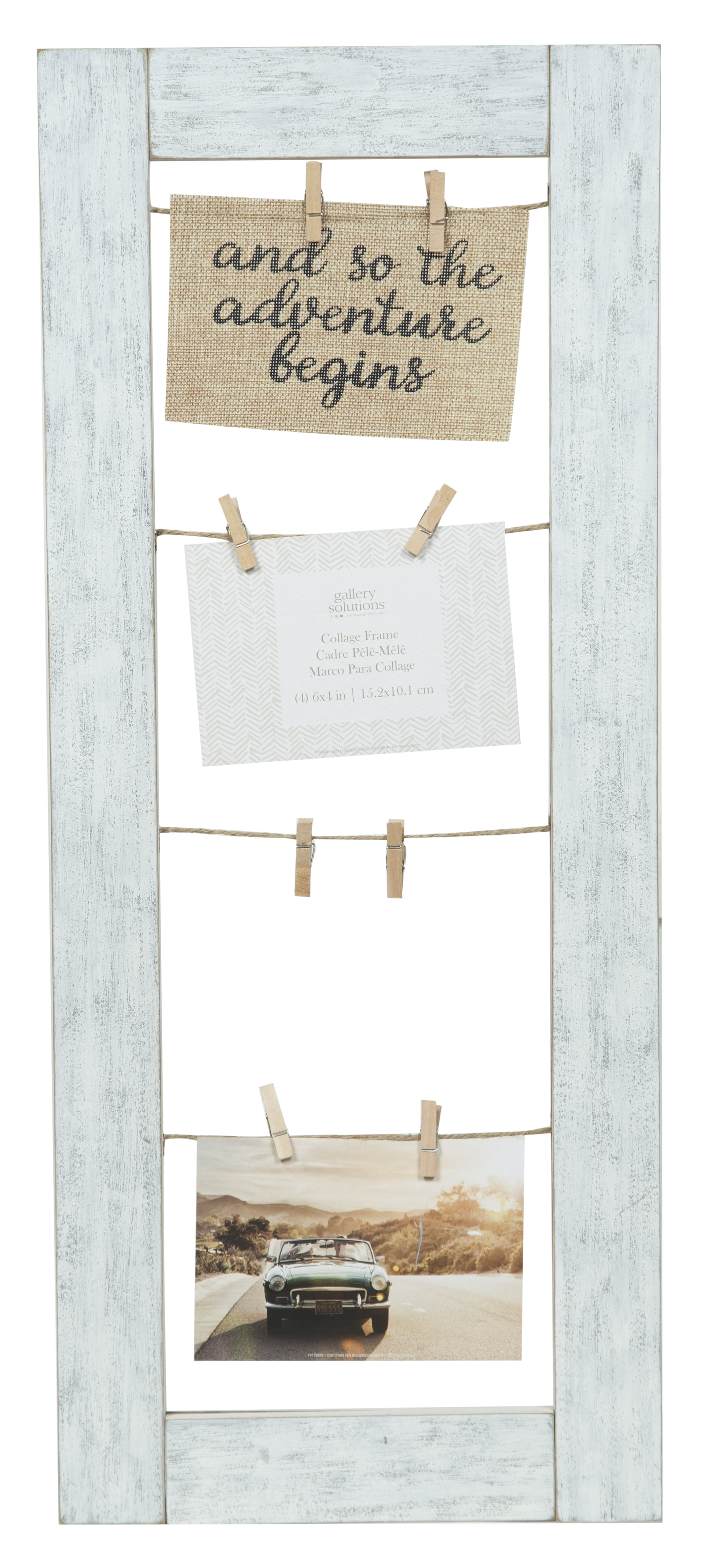 Gallery Solutions 4 x 6 Distressed White Collage Picture Frame