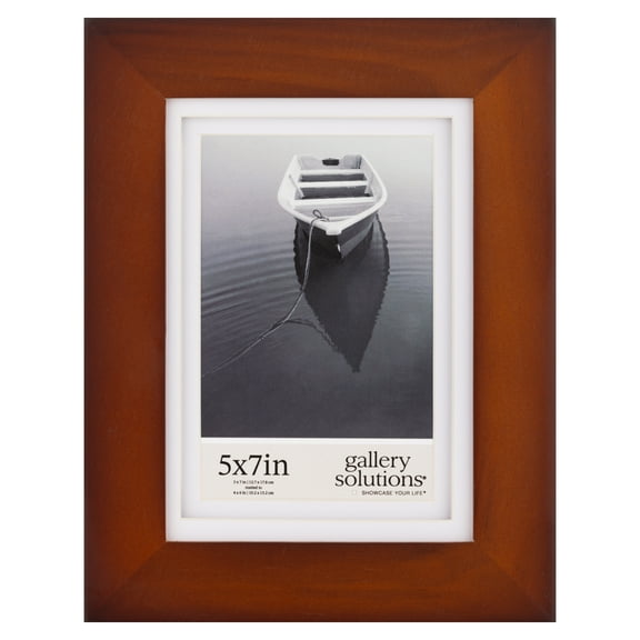 Gallery Solutions 5"x7" Flat Walnut Frame Rectangular Tabletop, for 4"x6" Pictures - Walnut