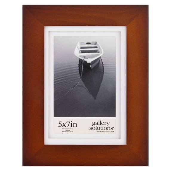 Gallery Solutions 5"x7" Flat Walnut Frame Rectangular Tabletop, for 4"x6" Pictures - Walnut