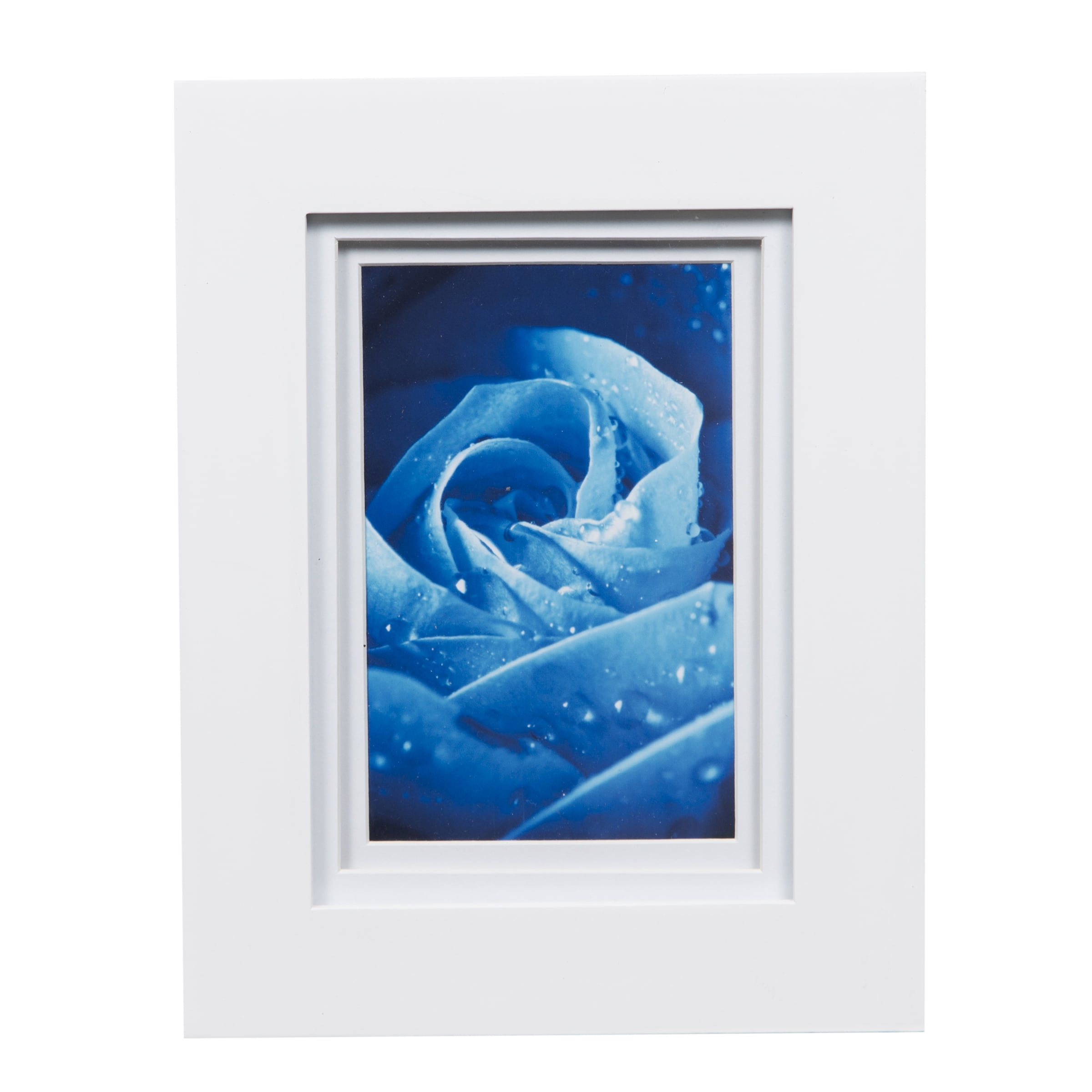 Gallery Solutions 5x7 Flat White Tabletop or Wall Frame with Double