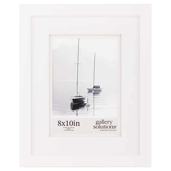 Gallery Solutions 8"x10" White Wall Mount/Tabletop Picture Frame - Perfect Fit for 5"x7" Photos