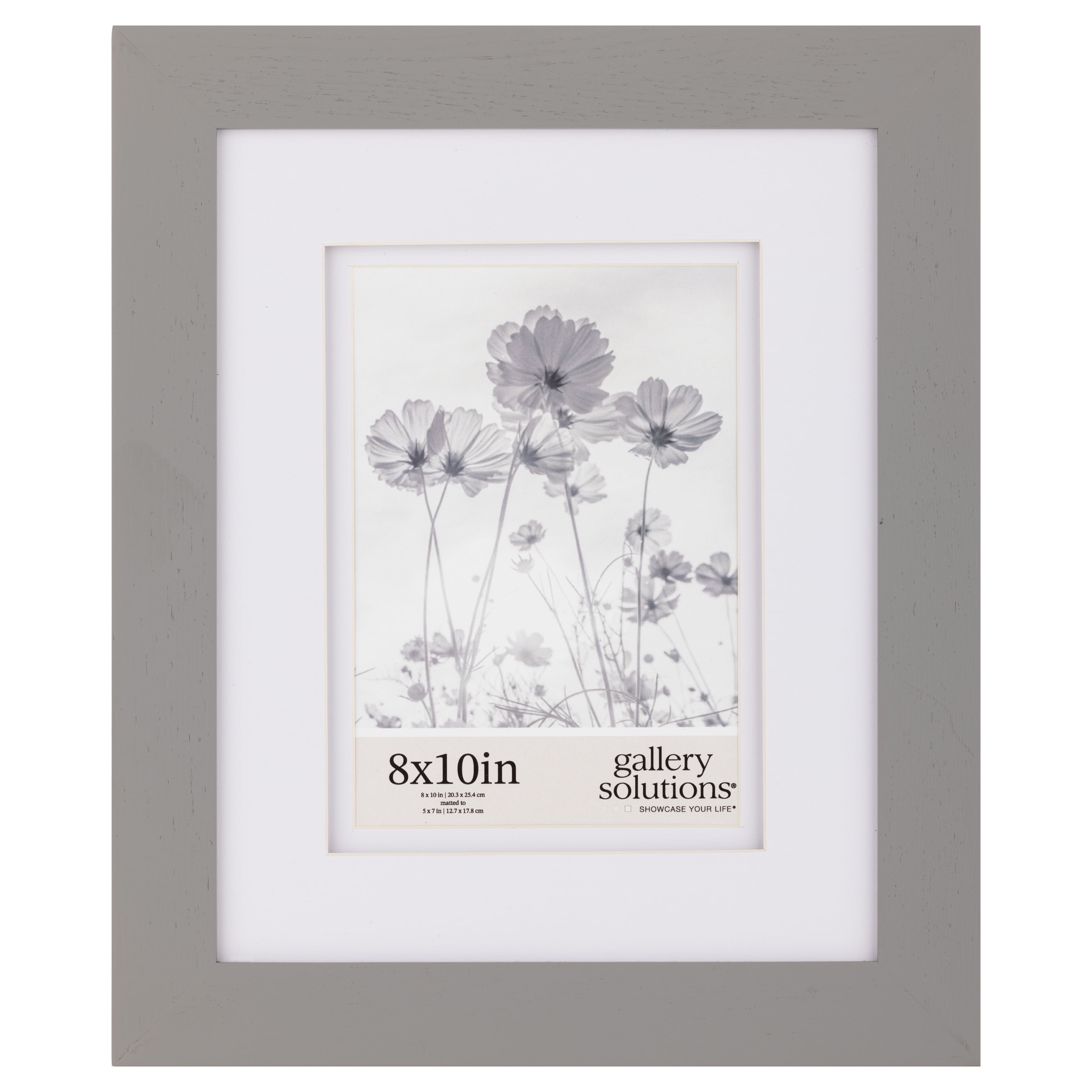 8x10 Gray Wood Frame with Double White Mat