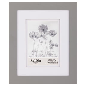 Gallery Solutions - 8"x10" Flat Wall Frame - Double White Mat - for 5"x7" Photos - Gray