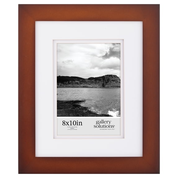 Gallery Solutions 8"x10" Matted Picture Frame, Rectangular Tabletop for 5"x7" Pictures -Walnut