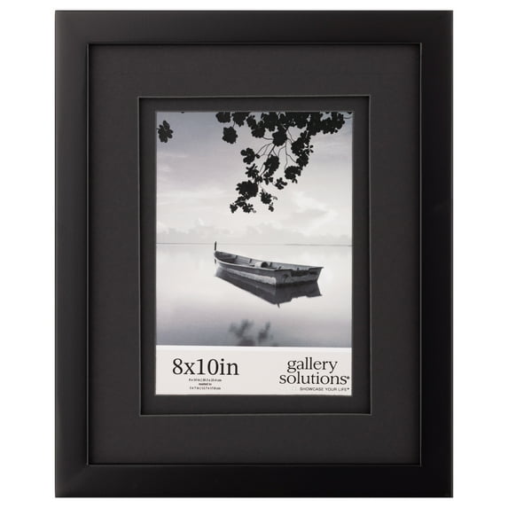 Gallery Solutions - 8"x10" - Rectangular Black Frame with Double Mat - for 5"x7" Photos