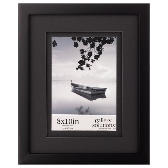 Gallery Solutions - 8"x10" - Rectangular Black Frame with Double Mat - for 5"x7" Photos