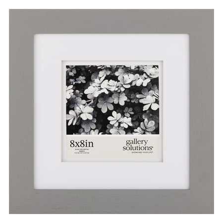 Gallery Solutions 8"x8" Wall Frame - Double White Mat for 5"x5" Photos - Flat Grey