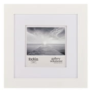 Gallery Solutions 8x8 Wall Mount Tabletop Picture Frame Double Mat for 5x5 - White