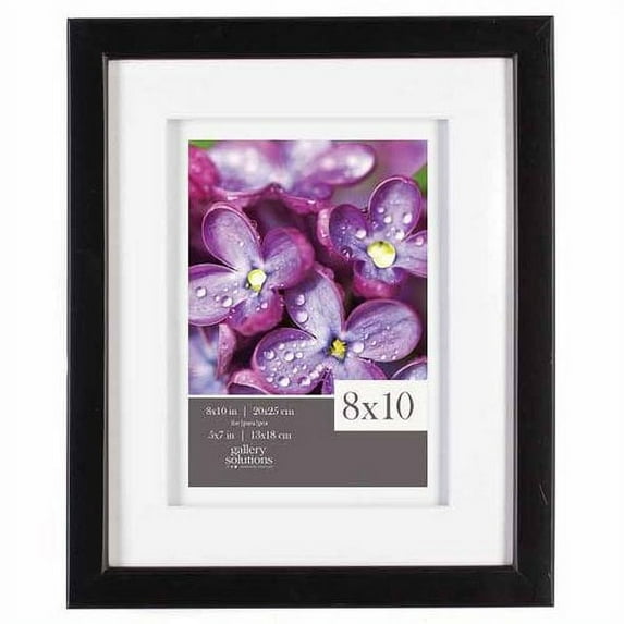 Gallery Solutions 8x10 Black Wall or Tabletop Frame with Double White Mat For 5x7 Picture