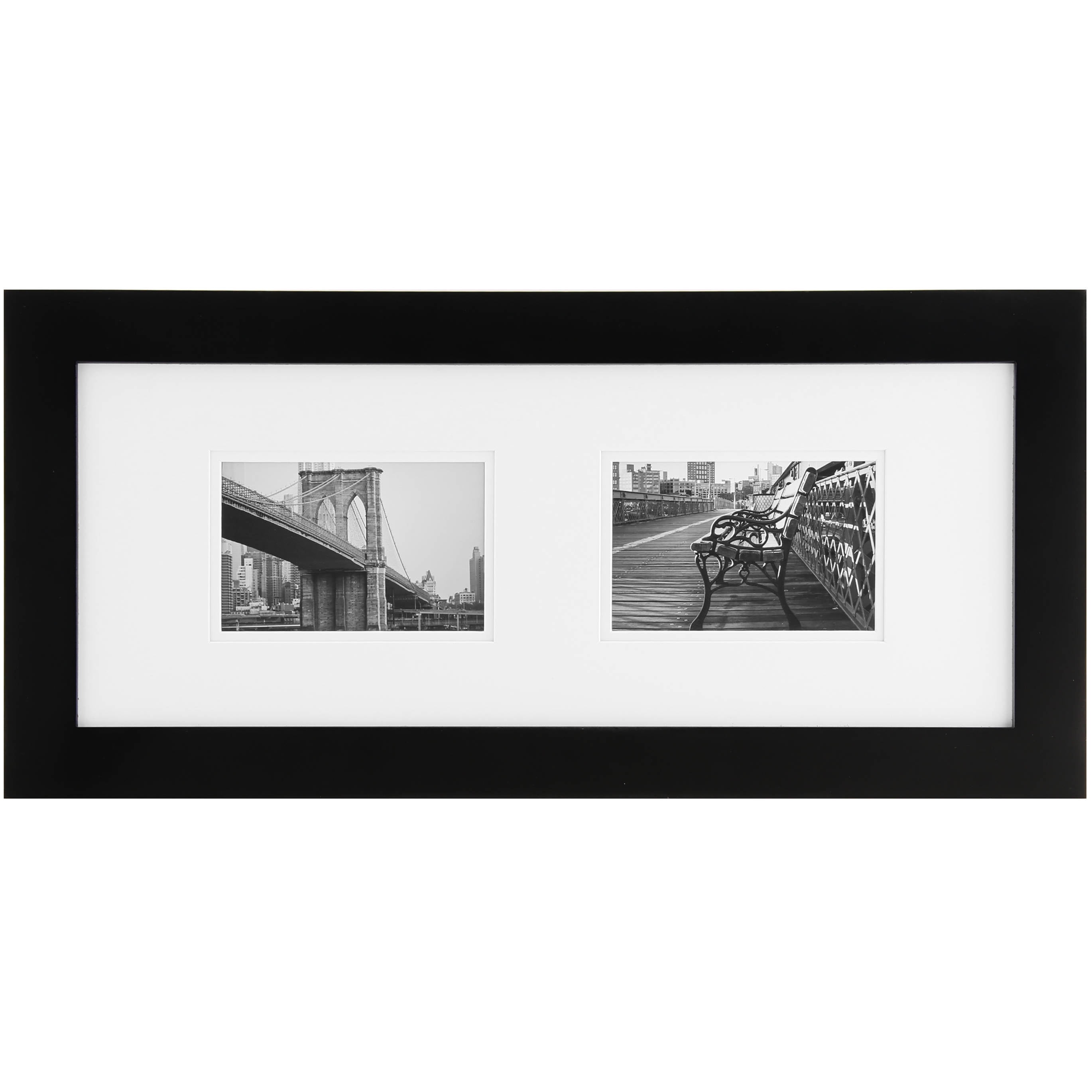Gallery Solutions 8x20 Black Wall Picture Frame with Double White Mat