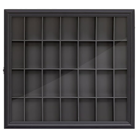 Gallery Solutions Black Shot Glass Collection Display Case - Holds 28 Collectibles