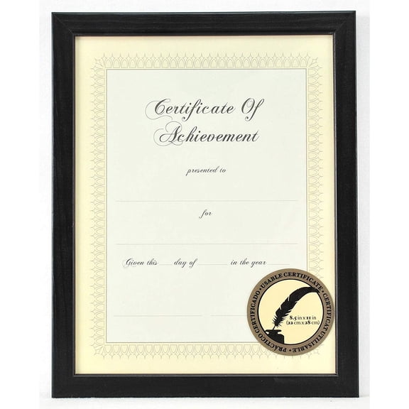 Gallery Solutions Black Wood Document Frame, 8-1/2 by 11-Inch