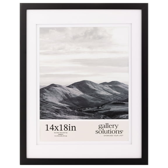 Gallery Solutions - Size 14"x18" Double Airfloat Mat Picture Frame - Sleek Black/White Design for Wall Mounting