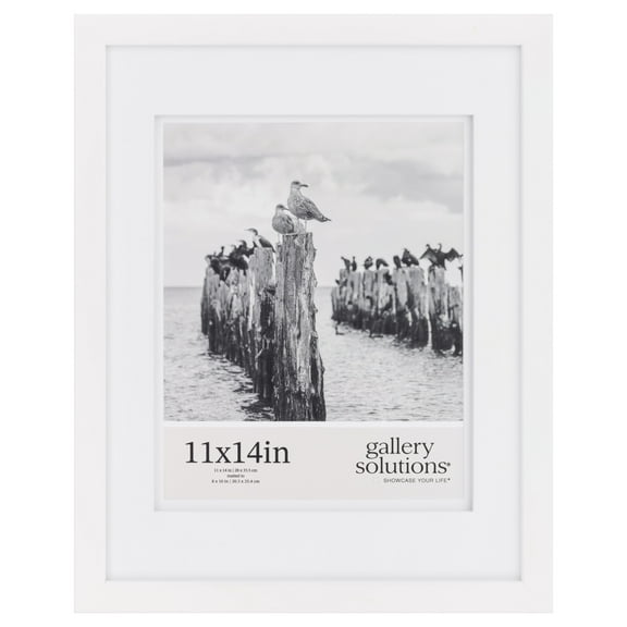 Gallery Solutions White Wood Wall Frame 11"x14" - Premium Quality - Classic Rectangular Design for 8"x10" Photos - Ready-to-Hang - Enhance Your Home or Office Décor with this Elegant Frame