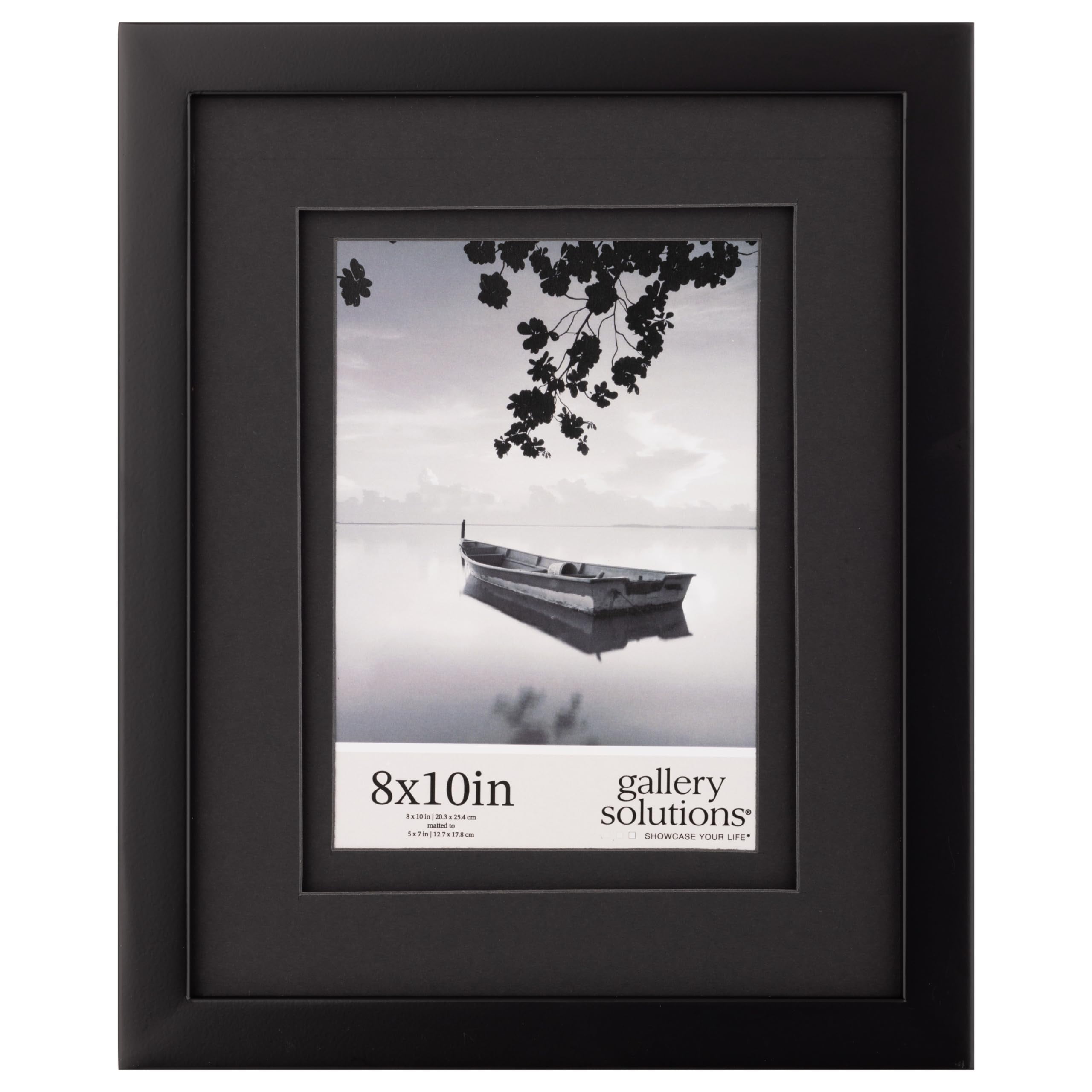 Gallery Solutions 8x10 Black Wood Frame with Double Mat