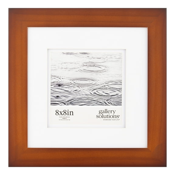 Gallery Solutions with 8"x8" Flat Walnut Frame, For 5"x5" Pictures - Premium Walnut Wood