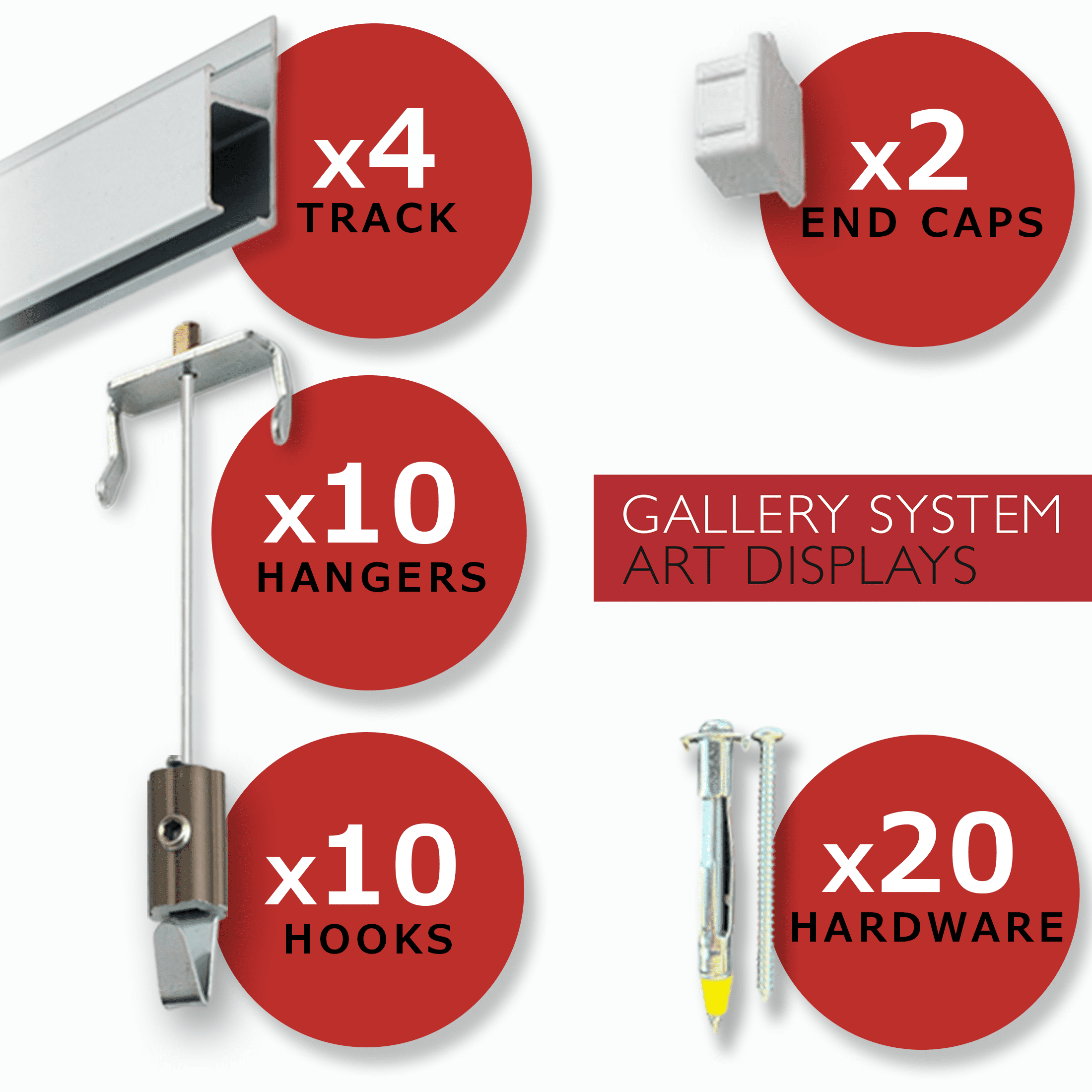 Gallery System Art Displays Clearline Pro Picture Hanging System, Adjustable, 26 ft of Silver Finish Mounting Hardware