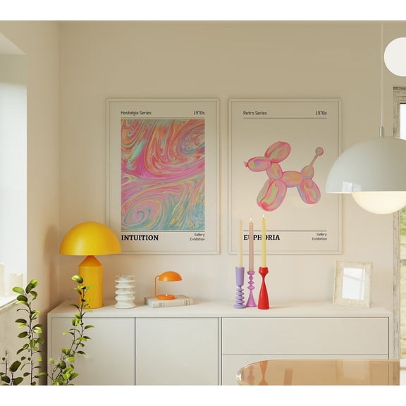 Gallery Wall Art Retro Abstract Aura Gradient Poster 70s Aesthetic, Set 2, Poster Only